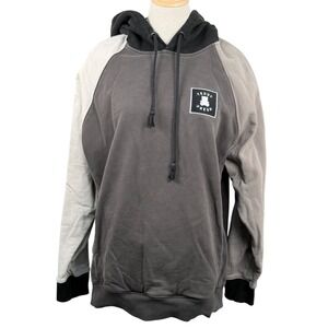 Teddy Fresh Mens XL Hoodie Grey Black Color Block Raglan Cotton Pullover Logo